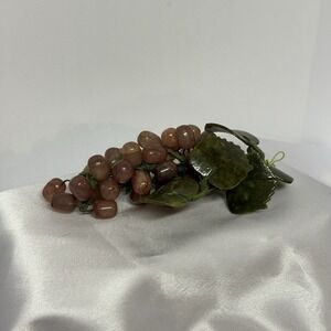 Antique Grape‎ Cluster Purple Quartz Polished Stone Grapes Carved Jade Leaves